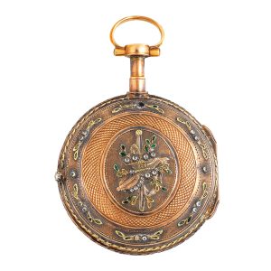 French multi colour gold open faced verge watch Circa 1780