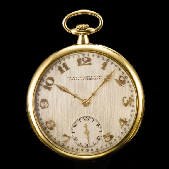 Swiss yellow gold open faced keyless watch Circa 1917