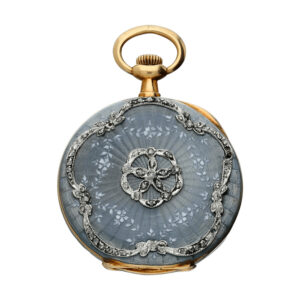 A Swiss gold, enamel, and diamond set pendant watch Circa 1908