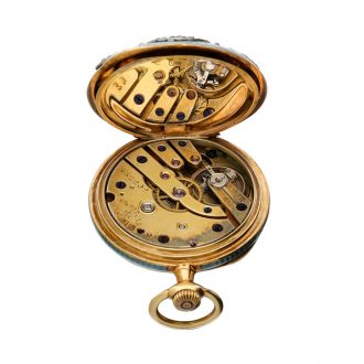 A Swiss gold, enamel, and diamond set pendant watch Circa 1908