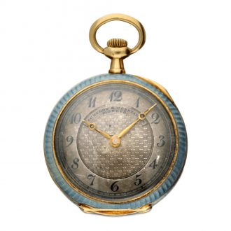 A Swiss gold, enamel, and diamond set pendant watch Circa 1908