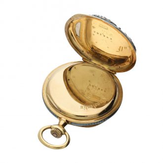 A Swiss gold, enamel, and diamond set pendant watch Circa 1908
