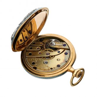 A Swiss gold, enamel, and diamond set pendant watch Circa 1908