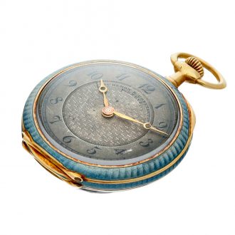 A Swiss gold, enamel, and diamond set pendant watch Circa 1908