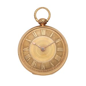English 18k gold key wind open faced pocket watch Circa 1817