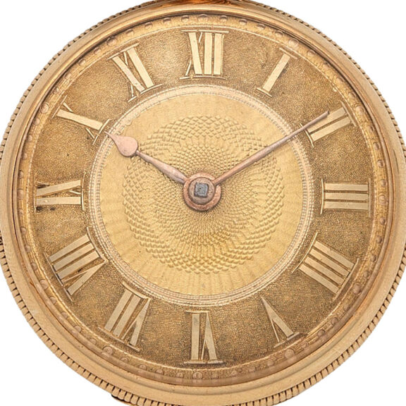 English 18k gold key wind open faced pocket watch Circa 1817 English 18k gold key wind open faced pocket watch Circa 1817