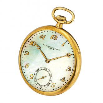 Swiss gold keyless watch with mother-of-pearl dial Circa 1924