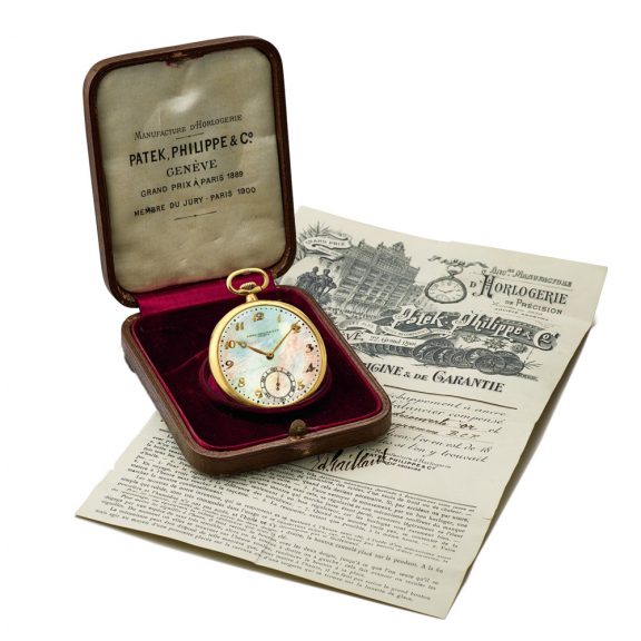 Swiss gold keyless watch with mother-of-pearl dial Circa 1924 Swiss gold keyless watch with mother-of-pearl dial Circa 1924