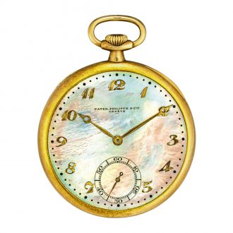 Swiss gold keyless watch with mother-of-pearl dial Circa 1924