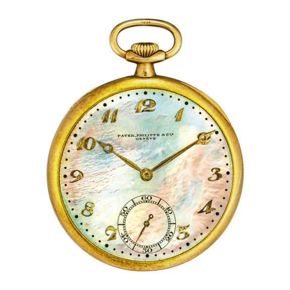 Swiss gold keyless watch with mother-of-pearl dial Circa 1924