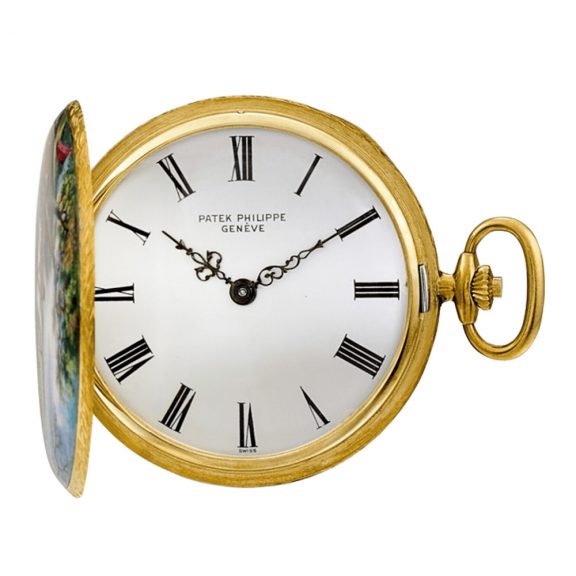 Unique Swiss gold hunting cased lever dress watch Circa 1976 Unique Swiss gold hunting cased lever dress watch Circa 1976
