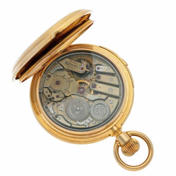 Swiss hunting cased minute repeating keyless lever watch Circa 1900 Swiss hunting cased minute repeating keyless lever watch Circa 1900