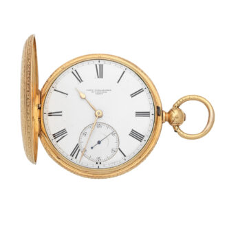 English 18K gold hunting cased lever pocket watch Circa 1869