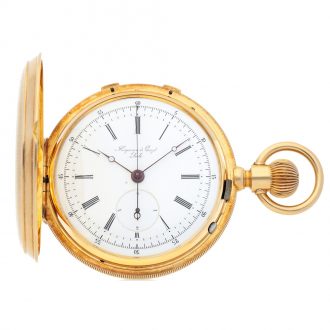 Swiss 18K gold split seconds chronograph watch Circa 1900