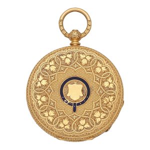 Swiss 18k gold open faced cylinder pocket watch Circa 1860