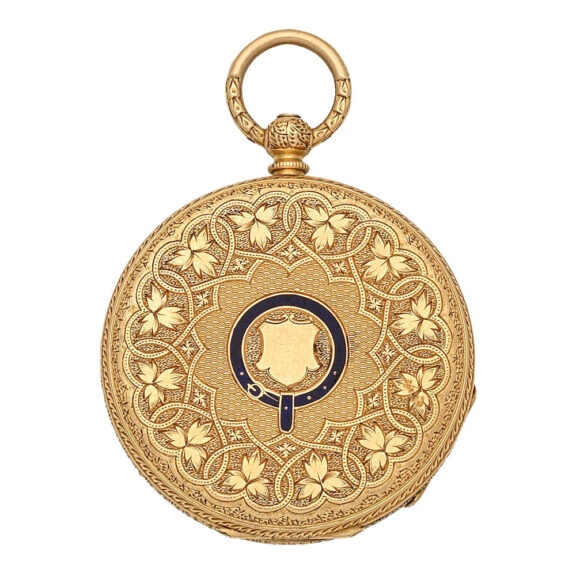 Swiss 18k gold open faced cylinder pocket watch Circa 1860