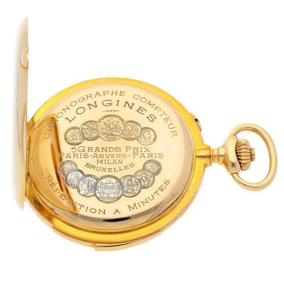 Swiss minute repeating chronograph with register Circa 1910 Swiss minute repeating chronograph with register Circa 1910