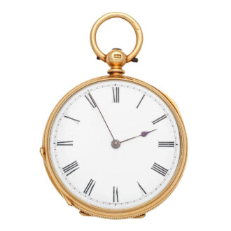 English 18 carat gold open faced pocket watch Circa 1870