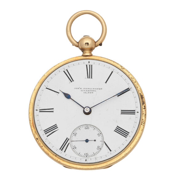 English 18 carat gold open faced lever watch Circa 1866