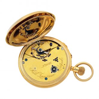 English hunting cased lever watch with power reserve Circa 1920