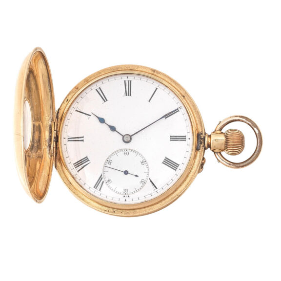 English 18K gold half hunting cased pocket watch Circa 1900