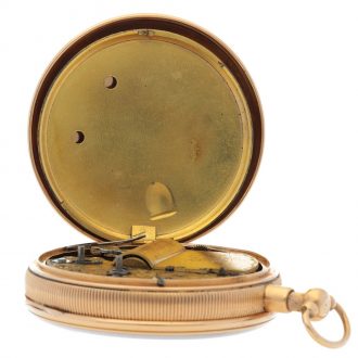 Swiss 18K gold quarter repeating musical pocket watch Circa 1820