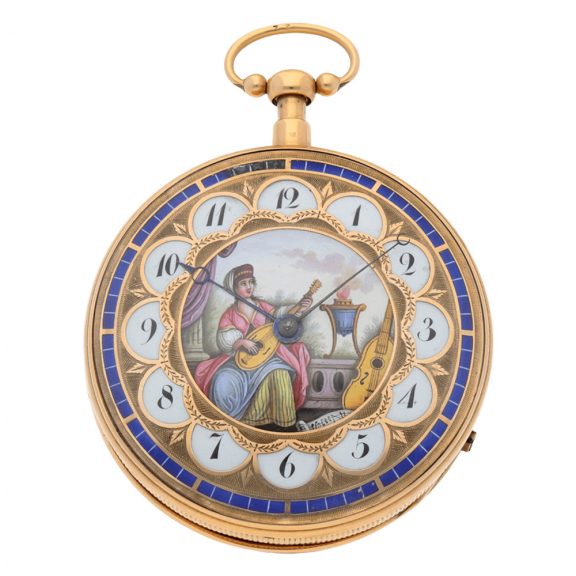 Swiss 18K gold quarter repeating musical pocket watch Circa 1820