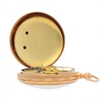 Swiss 18K gold quarter repeating musical pocket watch Circa 1880
