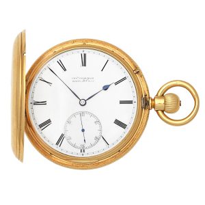 English 18K gold hunting cased lever pocket watch Circa 1872