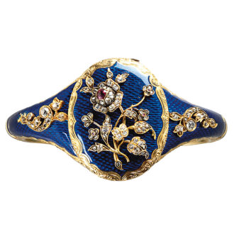 Swiss lady’s gold, enamel, rubies, diamond watch Circa 1830