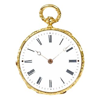 Swiss lady’s gold, enamel, rubies, diamond watch Circa 1830