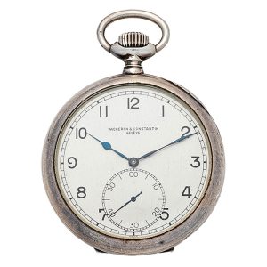 Swiss silver keyless wind open faced deck watch Circa 1940