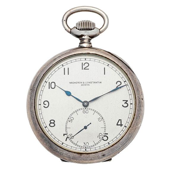 Swiss silver keyless wind open faced deck watch Circa 1940