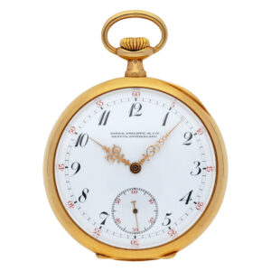 Fine Swiss 18K yellow gold open faced pocket watch Circa 1910
