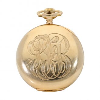 Swiss 14K yellow gold open faced keyless lever watch Circa 1910
