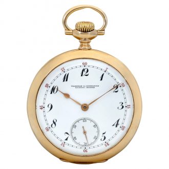 Swiss 14K yellow gold open faced keyless lever watch Circa 1910