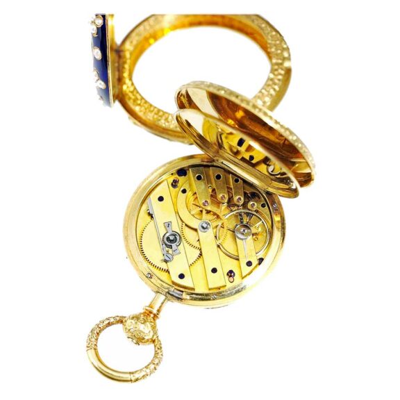 Swiss gold and enamel cabriolet watch Circa 1830 Swiss gold and enamel cabriolet watch Circa 1830