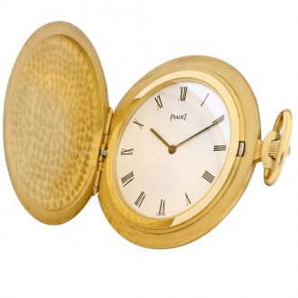 Swiss yellow gold hunting cased keyless pocket watch Circa 1970