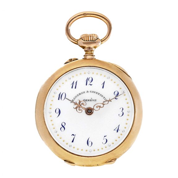 Swiss 18K gold keyless open faced lady's pocket watch Circa 1915