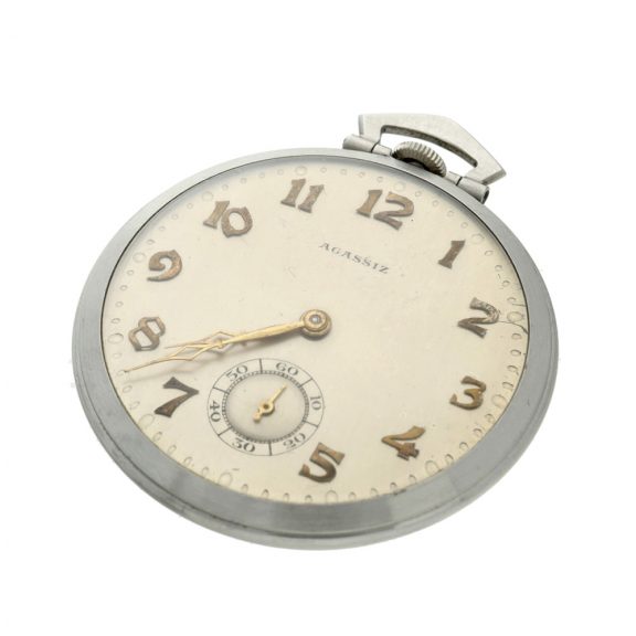 Swiss stainless steel open faced lever pocket watch Circa 1920 Swiss stainless steel open faced lever pocket watch Circa 1920
