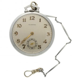 Swiss stainless steel open faced lever pocket watch Circa 1920 Swiss stainless steel open faced lever pocket watch Circa 1920