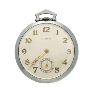 Swiss stainless steel open faced lever pocket watch Circa 1920