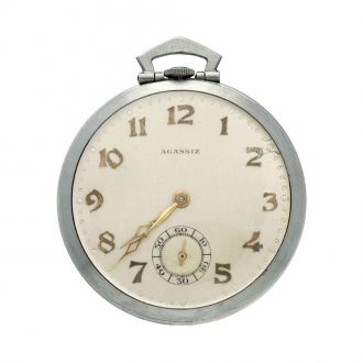 Swiss stainless steel open faced lever pocket watch Circa 1920