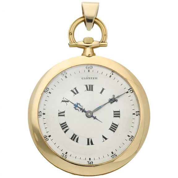 Rare French gold lever pocket watch by Cartier Circa 1925