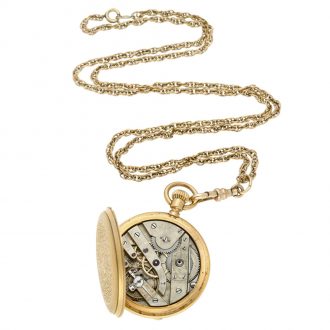Swiss 18k gold full hunter watch with gold chain Circa 1880