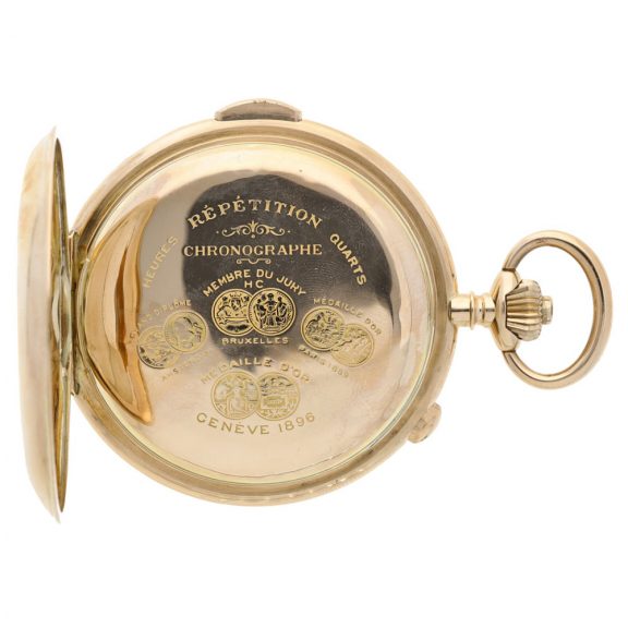 Swiss 14k pink gold quarter repeating chronograph Circa 1900 Swiss 14k pink gold quarter repeating chronograph Circa 1900