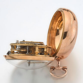English gold repousse watch with protective outer Circa 1762