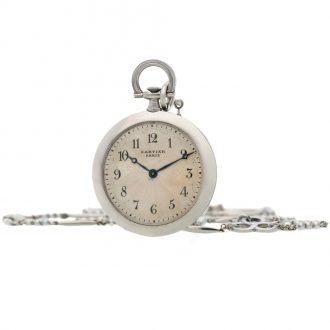 A French platinum and enamel pendant watch with necklace, Circa 1920