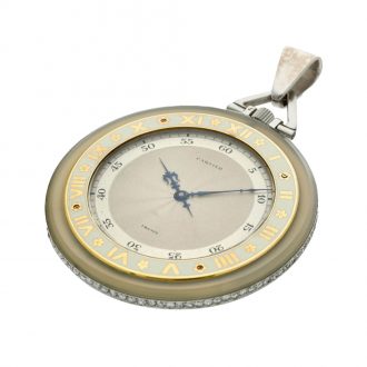 Fine French chalcedony, enamel and diamond set watch Circa 1920
