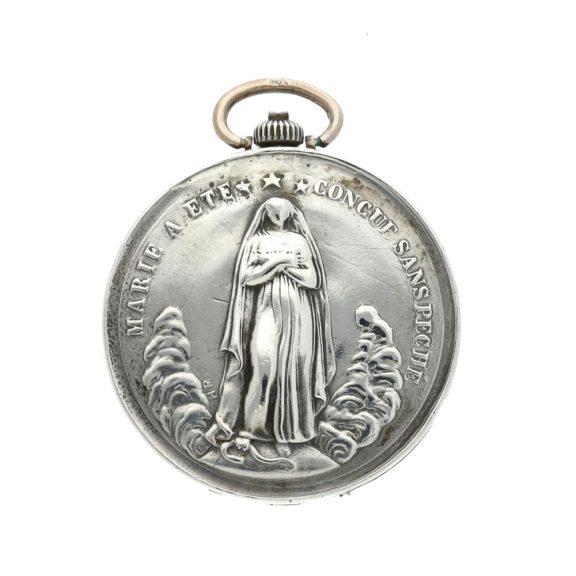 Unusual Swiss silver concealed medallion watch Circa 1922 Unusual Swiss silver concealed medallion watch Circa 1922
